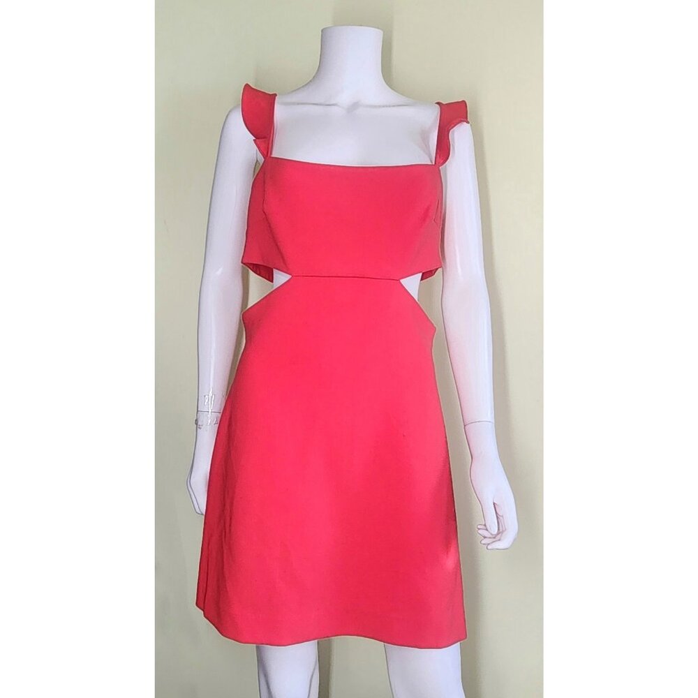 Likely Cutout Mini Dress Size 10 Red Ruffle Shoulders Baddie Summer Date Night